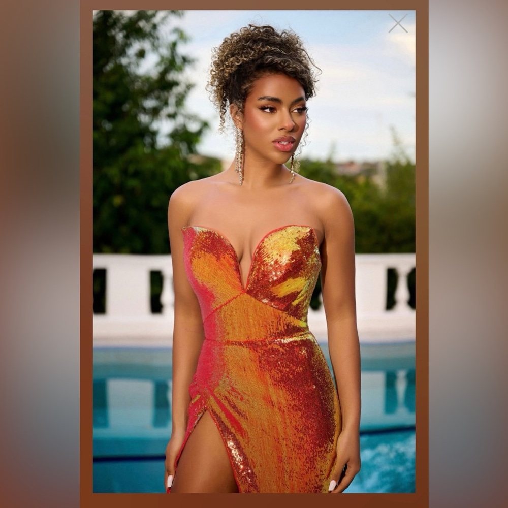 Portia and Scarlett Orange Gown